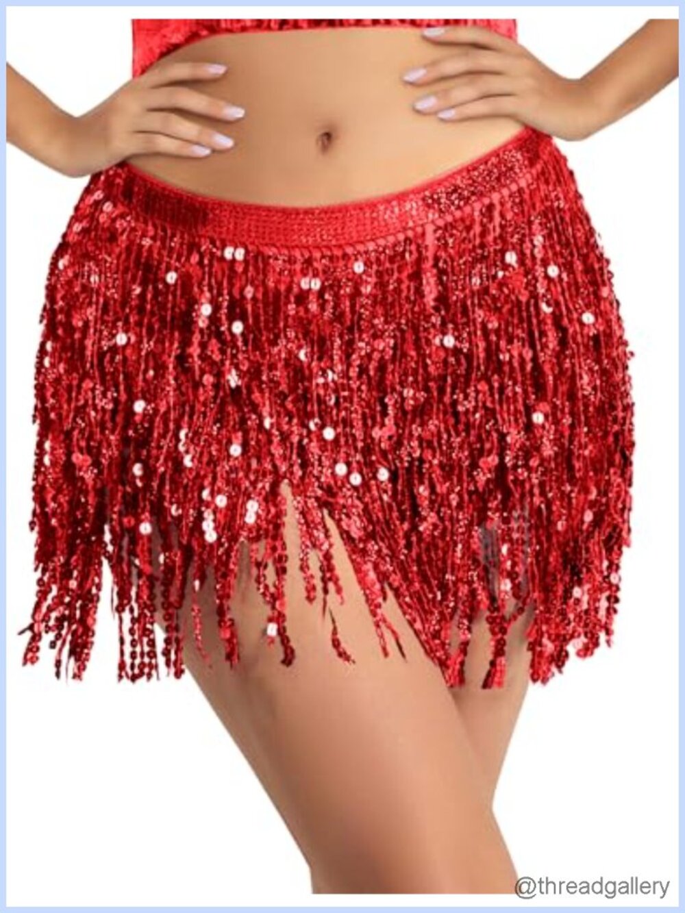 Sequin Tassel Skirt Belly Dance Hip Scarf Wrap Sparkly Fringe Rave Festival